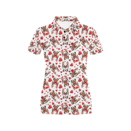 Silky Terriers Heart Print Design LKS302 Women's Polo Shirt