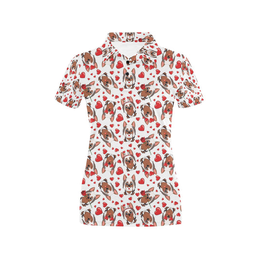 Silky Terriers Heart Print Design LKS302 Women's Polo Shirt