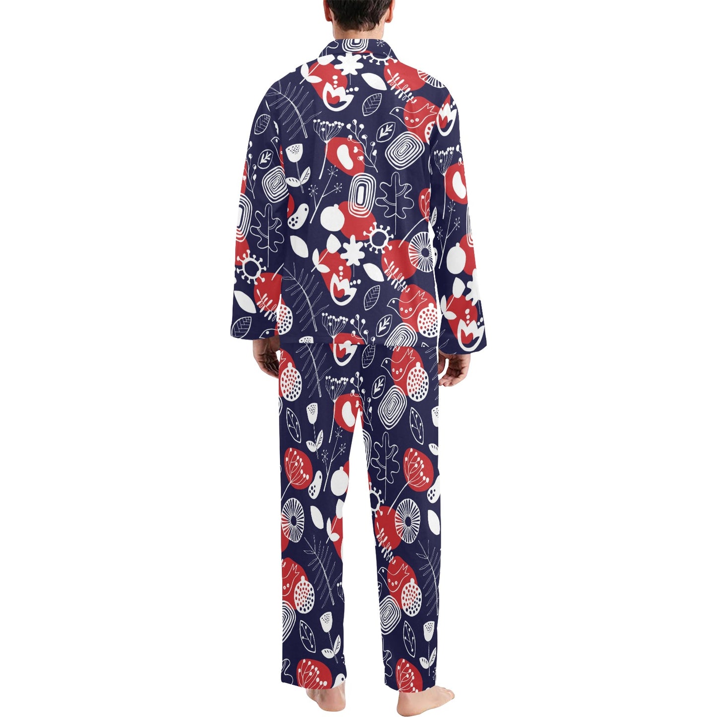Nordic Pattern Print Design A02 Men's Long Pajama Set