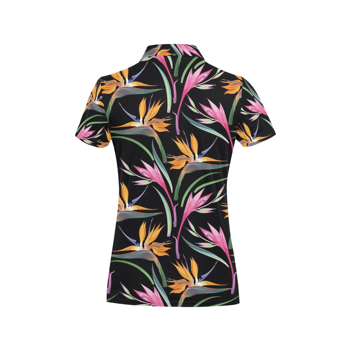 Tropical Flower Pattern Print Design TF017 Women's Polo Shirt