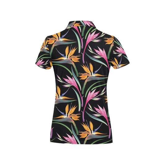 Tropical Flower Pattern Print Design TF017 Women's Polo Shirt