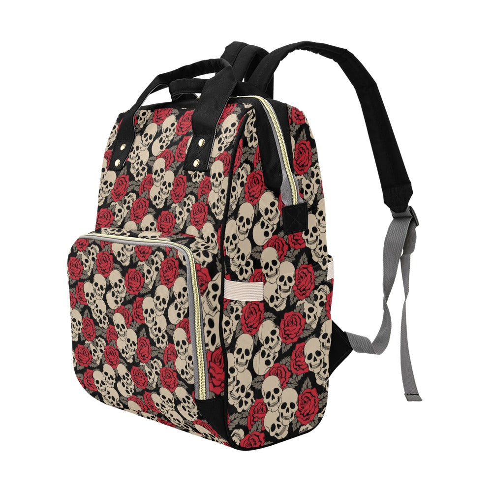 Skull And Roses Print Design LKS301 Diaper Bag Backpack