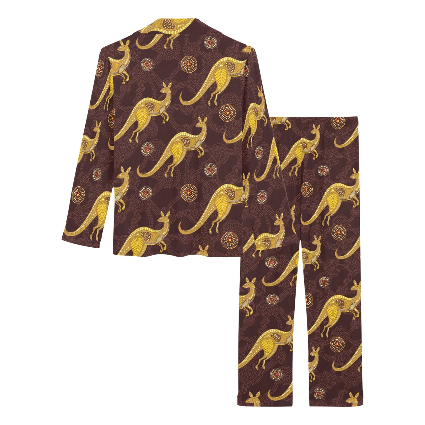 Kangaroos Aboriginal Pattern Print Design 08 Women's Long Pajama Set