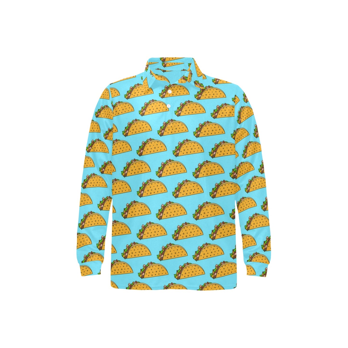 Taco Pattern Print Design TC03 Long Sleeve Polo Shirt For Men's
