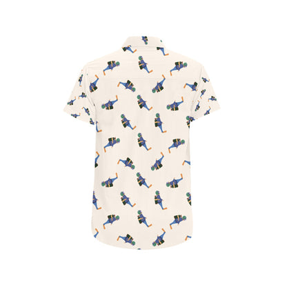 Scuba Driver Print Design LKS301 Men Short Sleeve Button Up Shirt