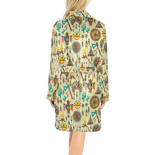 Tribal indians native american aztec Women's Fleece Robe