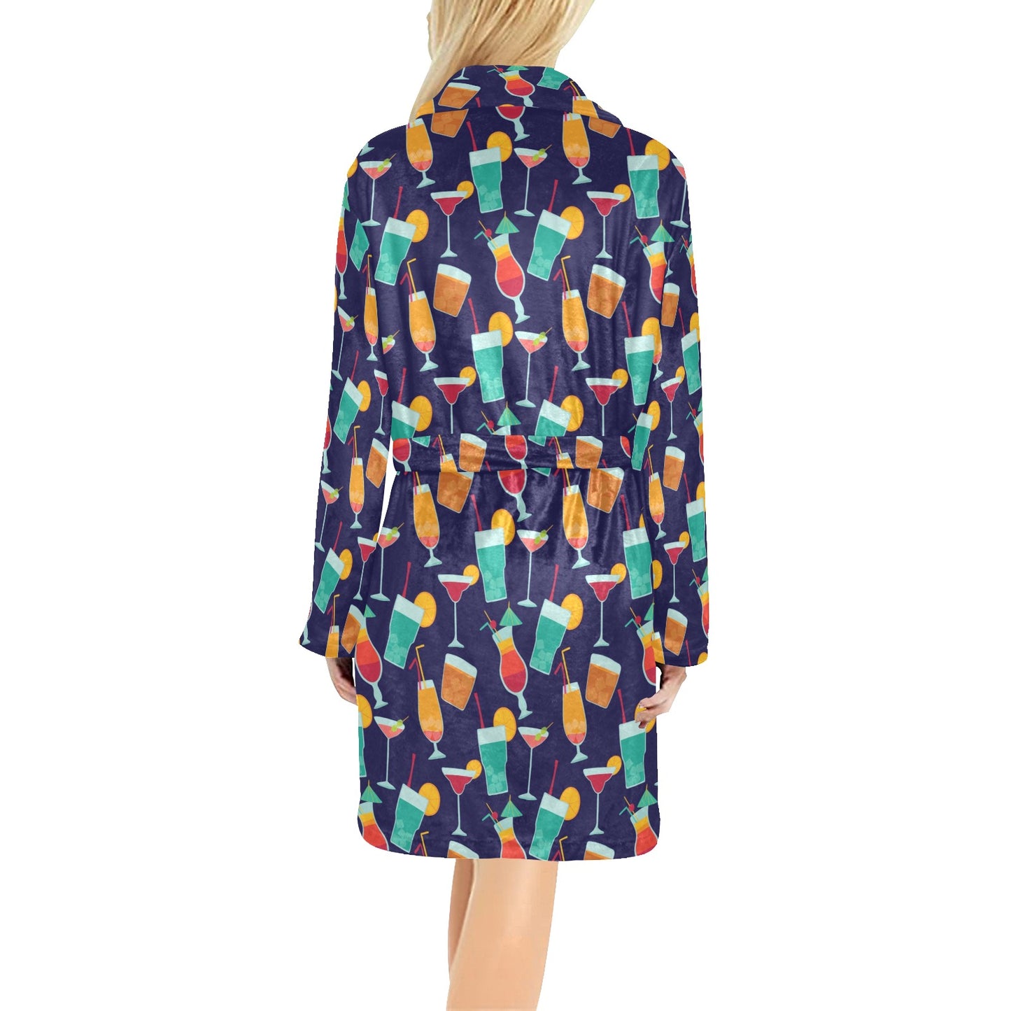 Cocktail Pattern Print Design 06 Women's Fleece Robe