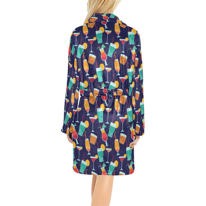 Cocktail Pattern Print Design 06 Women's Fleece Robe