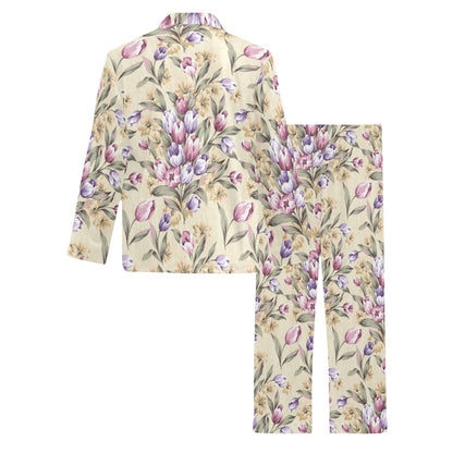 Tulip Pattern Print Design TP04 Men's Long Pajama Set