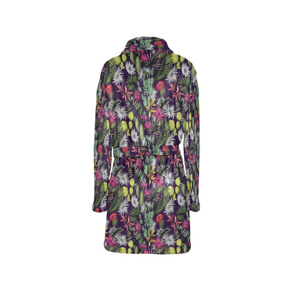 Cactus Pattern Print Design 08 Women's Fleece Robe