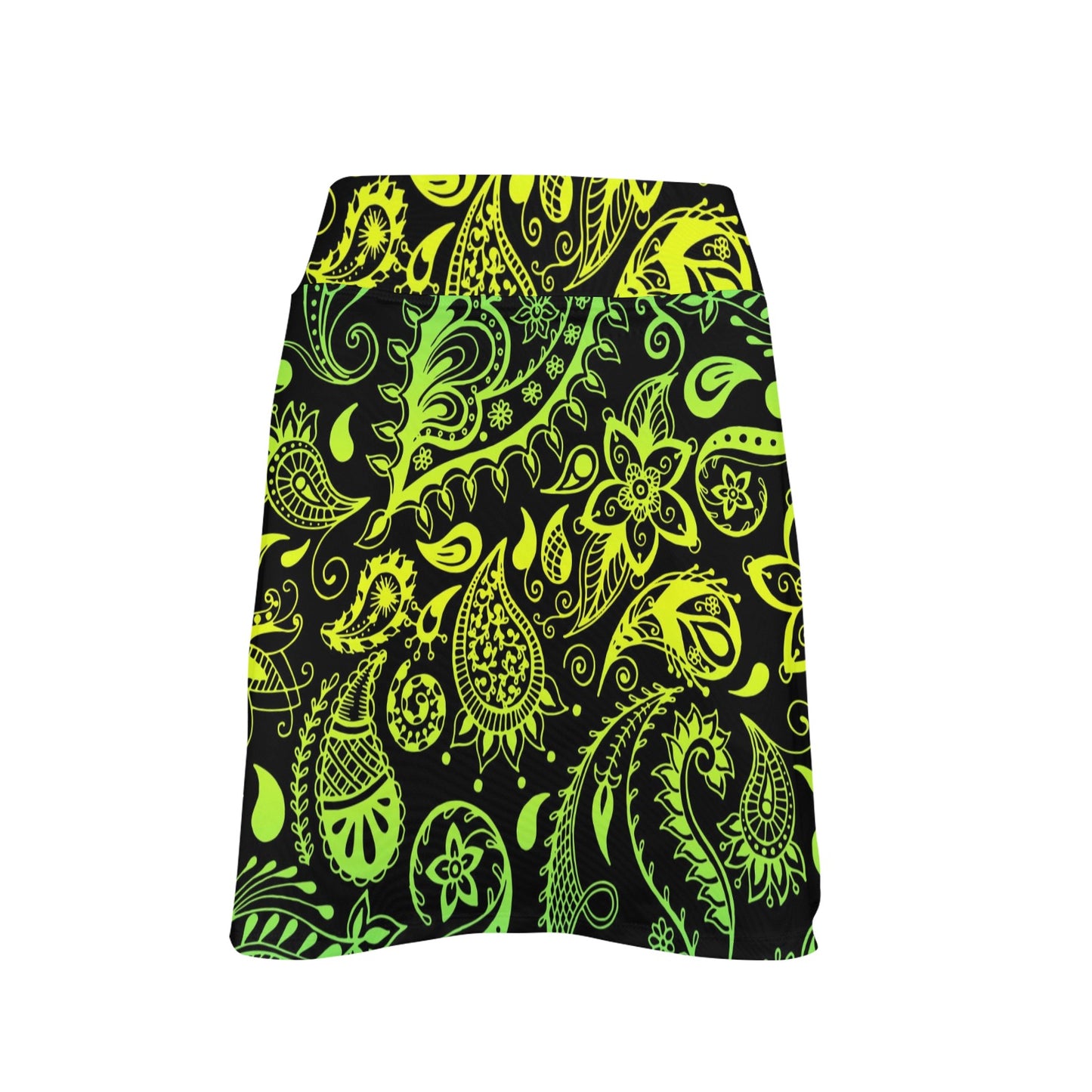Paisley Green Design Print 17" Golf & Pickleball Skort with Pockets
