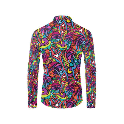 Trippy Print Design LKS302 Men's Long Sleeve Dress Shirt