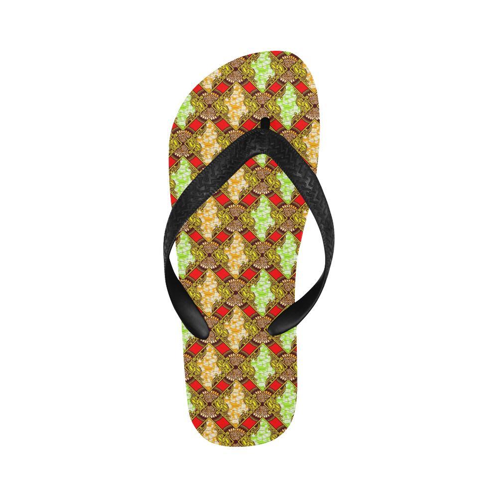 African Classic Print Pattern Flip Flops-JTAMIGO.COM