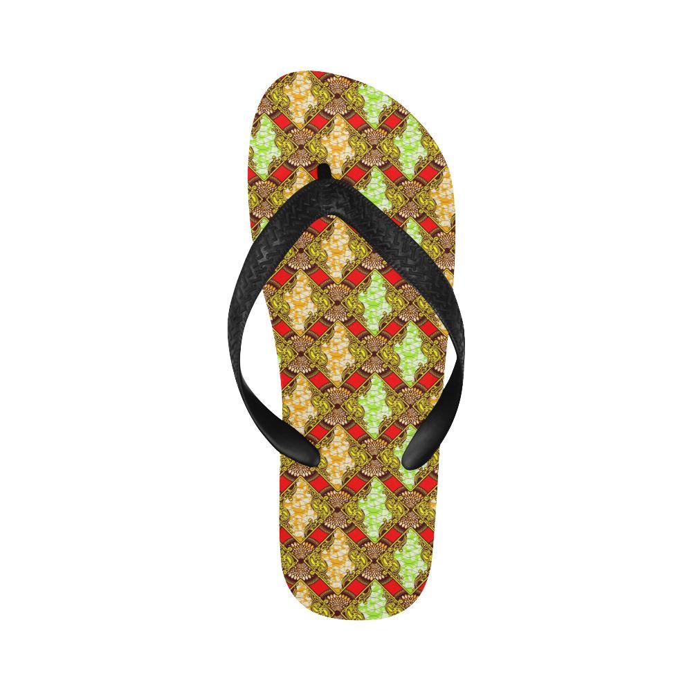 African Classic Print Pattern Flip Flops-JTAMIGO.COM