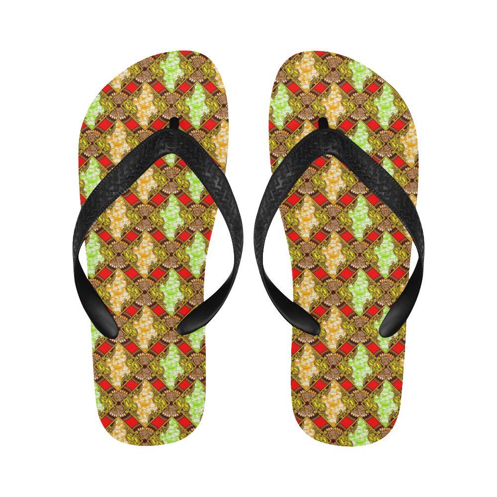 African Classic Print Pattern Flip Flops-JTAMIGO.COM