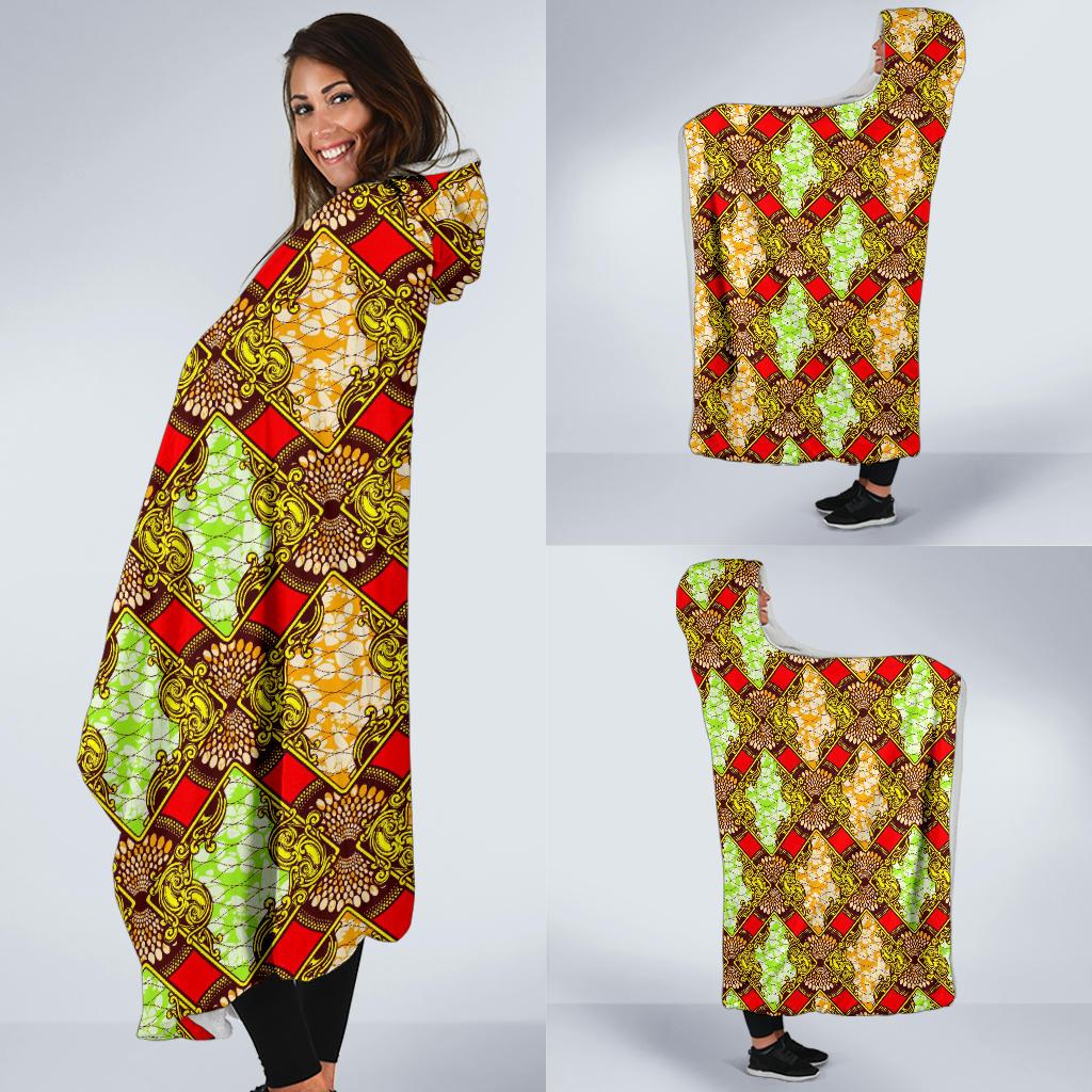 African Classic Print Pattern Hooded Blanket-JTAMIGO.COM