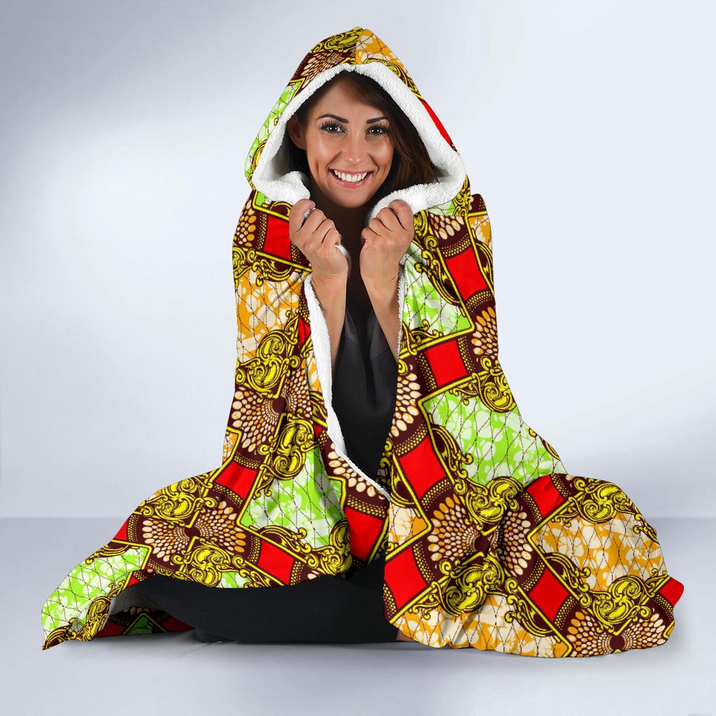 African Classic Print Pattern Hooded Blanket-JTAMIGO.COM