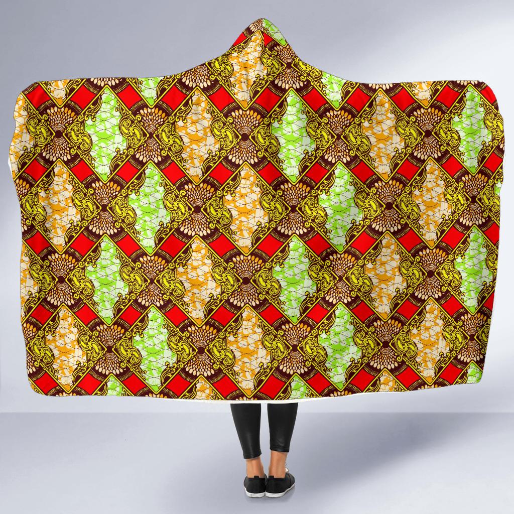 African Classic Print Pattern Hooded Blanket-JTAMIGO.COM