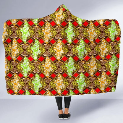 African Classic Print Pattern Hooded Blanket-JTAMIGO.COM