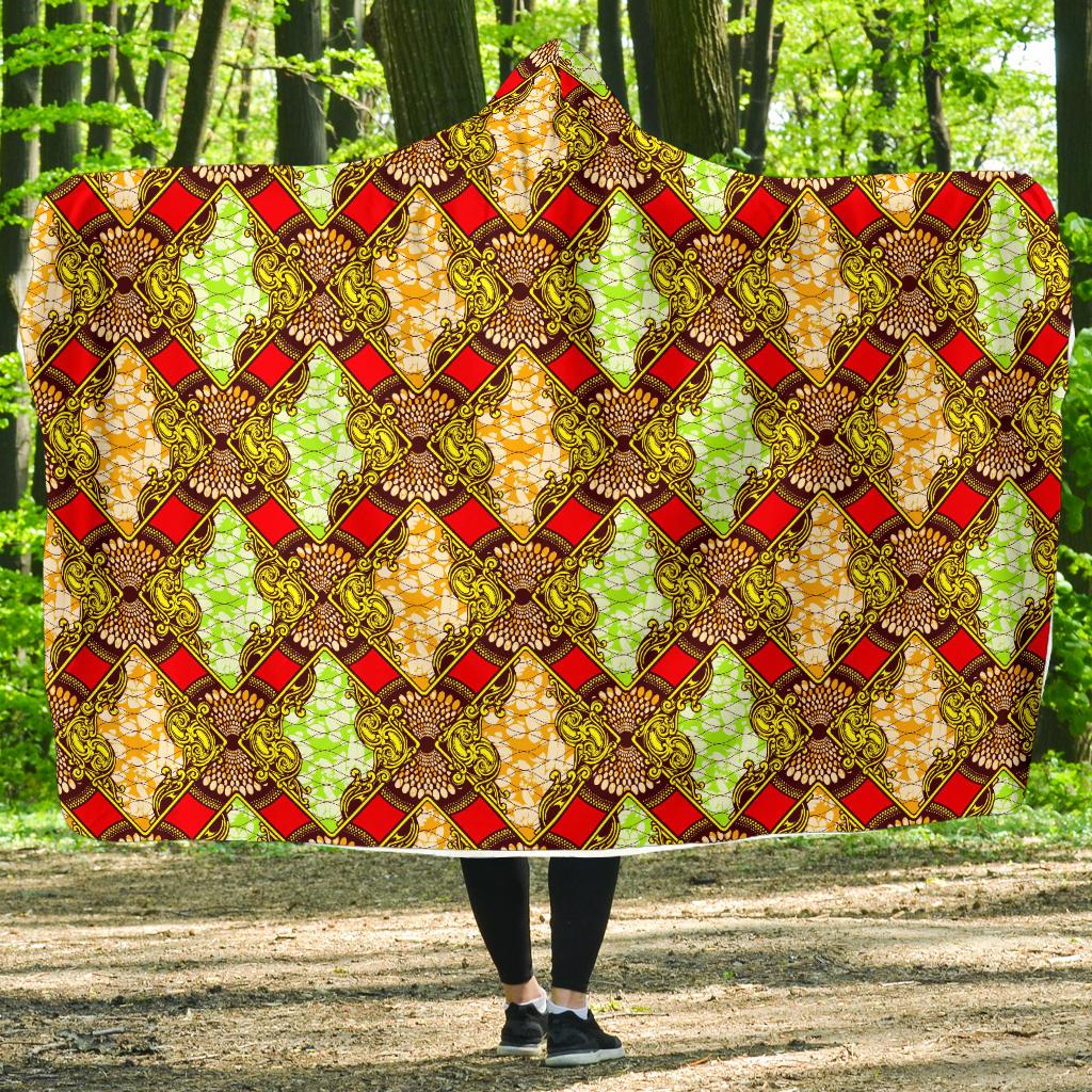 African Classic Print Pattern Hooded Blanket-JTAMIGO.COM