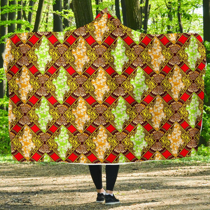 African Classic Print Pattern Hooded Blanket-JTAMIGO.COM