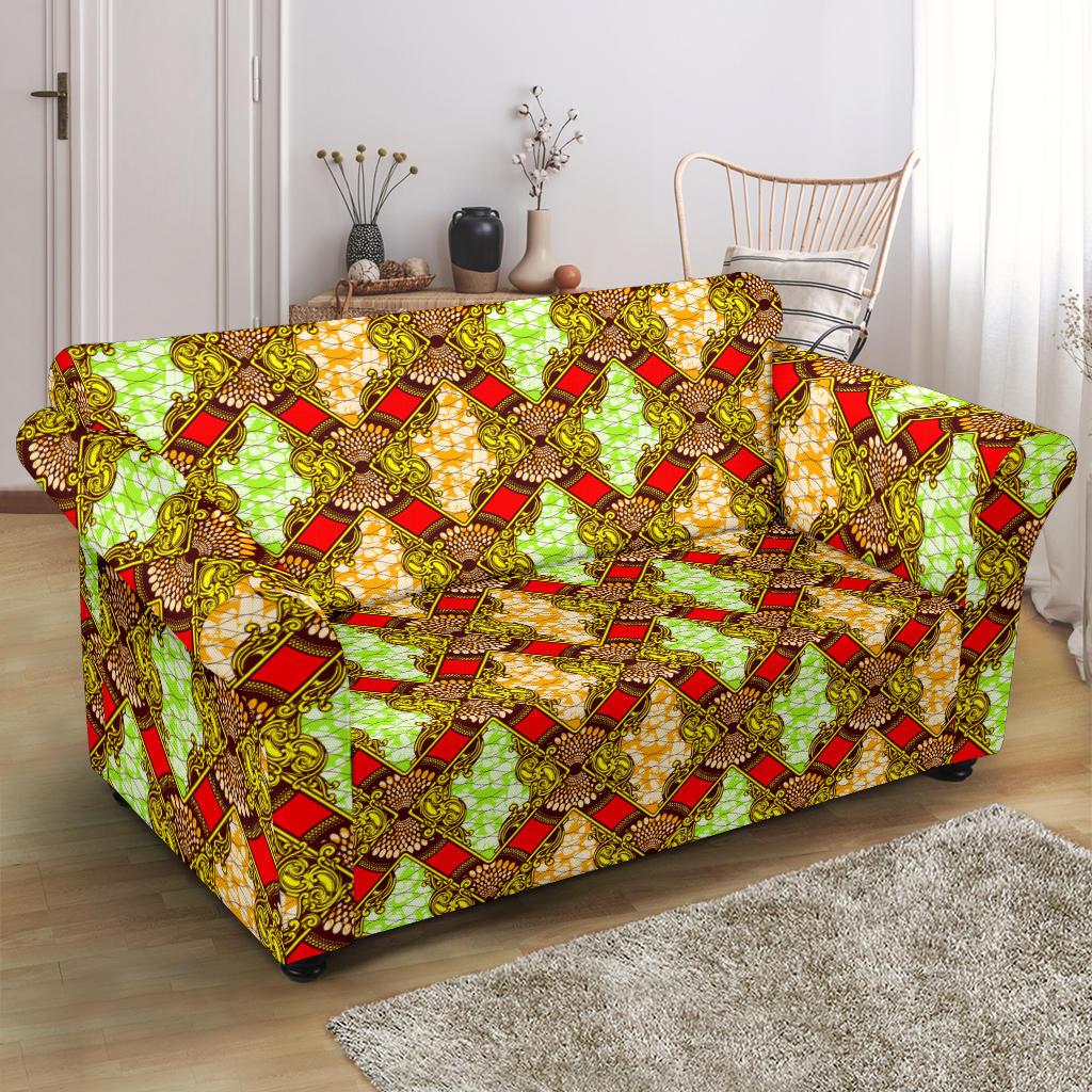 African Classic Print Pattern Loveseat Slipcover-JTAMIGO.COM