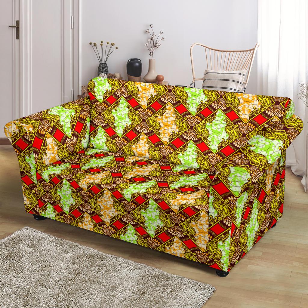 African Classic Print Pattern Loveseat Slipcover-JTAMIGO.COM