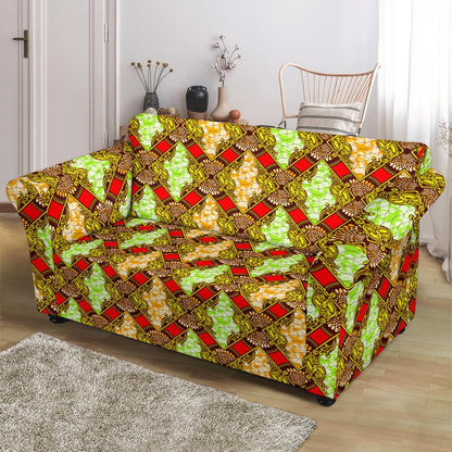 African Classic Print Pattern Loveseat Slipcover-JTAMIGO.COM