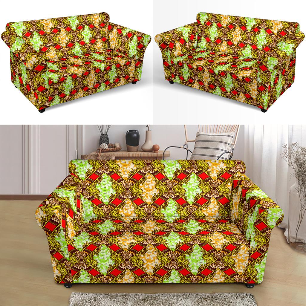 African Classic Print Pattern Loveseat Slipcover-JTAMIGO.COM