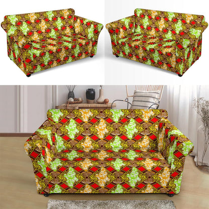 African Classic Print Pattern Loveseat Slipcover-JTAMIGO.COM