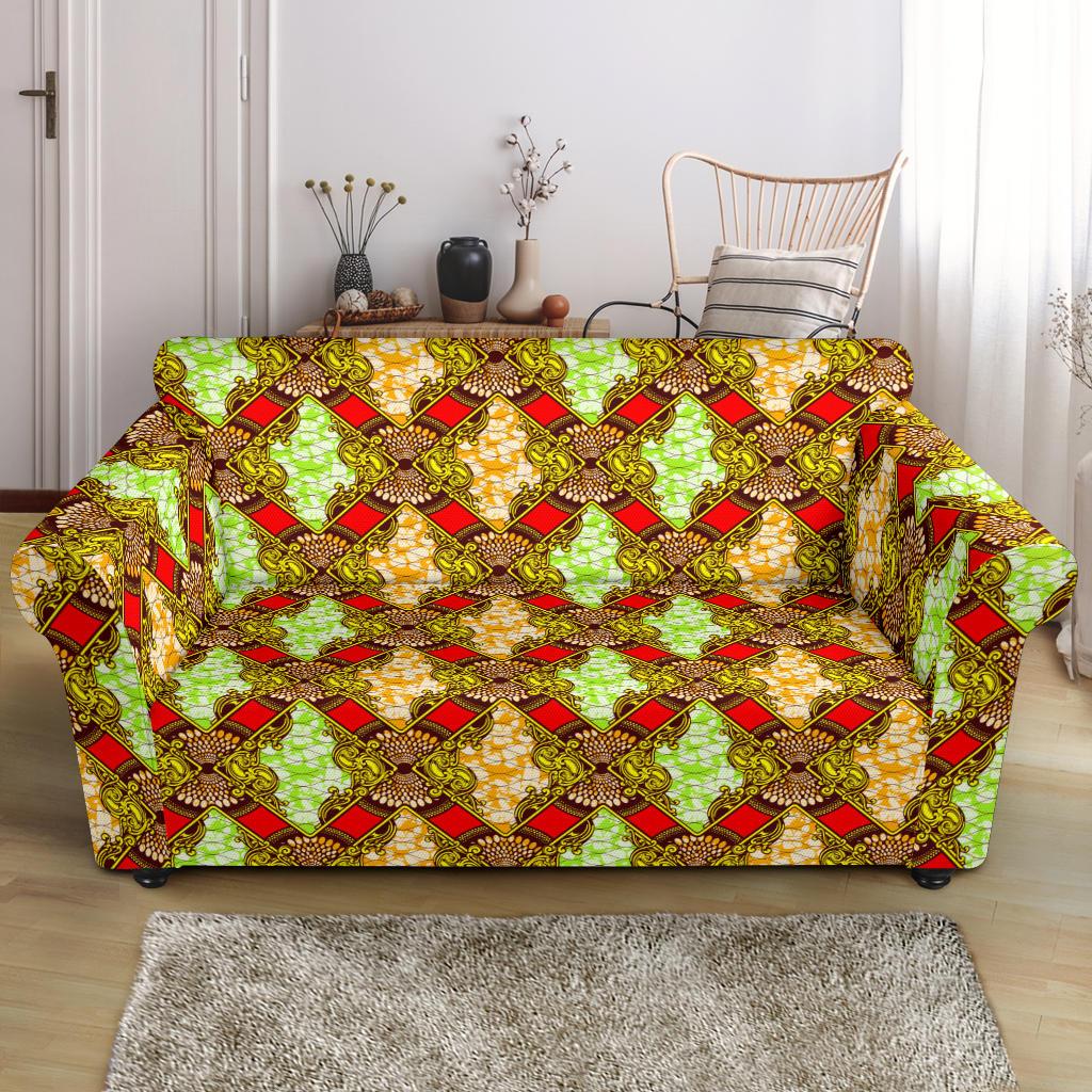 African Classic Print Pattern Loveseat Slipcover-JTAMIGO.COM