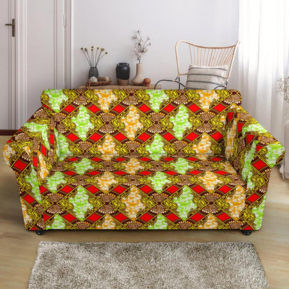 African Classic Print Pattern Loveseat Slipcover-JTAMIGO.COM
