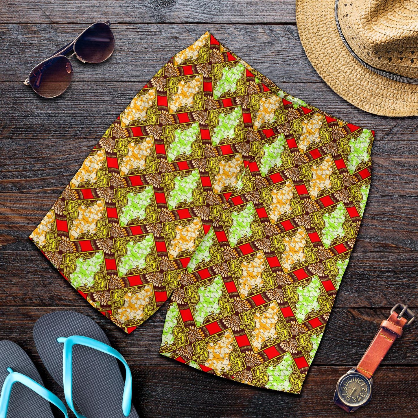 African Classic Print Pattern Mens Shorts-JTAMIGO.COM
