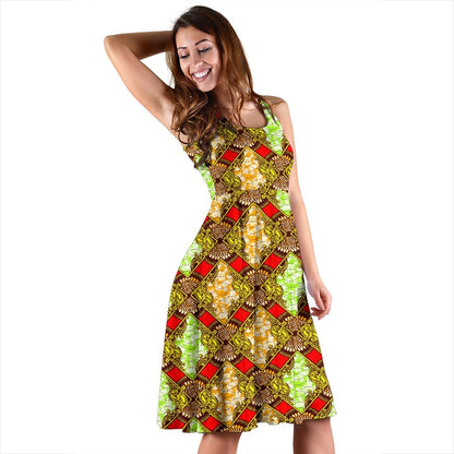 African Classic Print Pattern Sleeveless Dress
