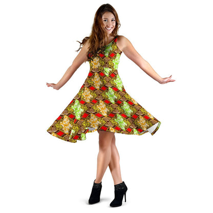 African Classic Print Pattern Sleeveless Dress
