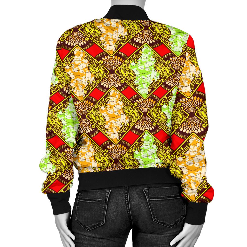 African Classic Print Pattern Women Casual Bomber Jacket