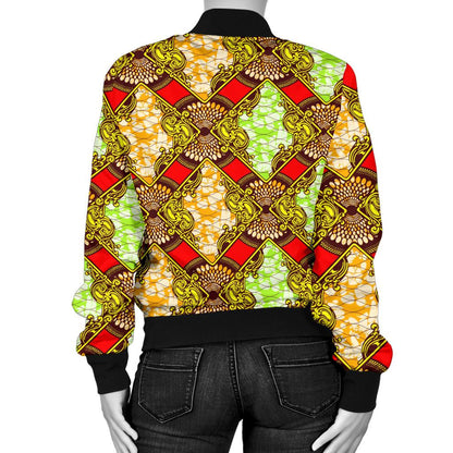 African Classic Print Pattern Women Casual Bomber Jacket