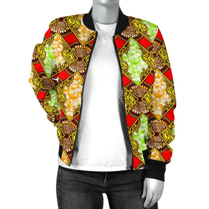 African Classic Print Pattern Women Casual Bomber Jacket