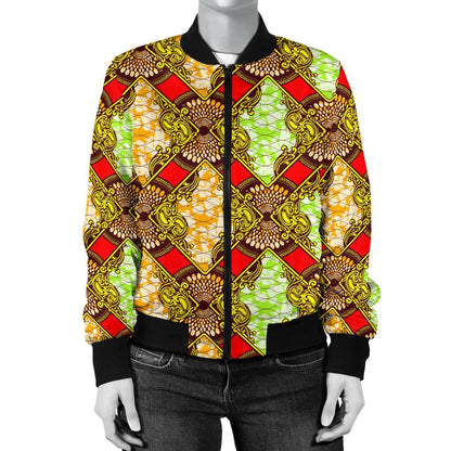 African Classic Print Pattern Women Casual Bomber Jacket