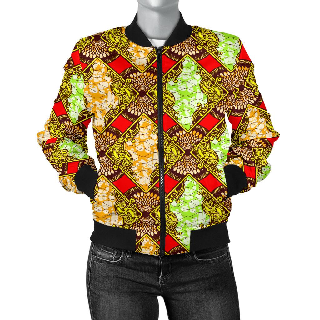 African Classic Print Pattern Women Casual Bomber Jacket