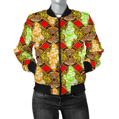 African Classic Print Pattern Women Casual Bomber Jacket
