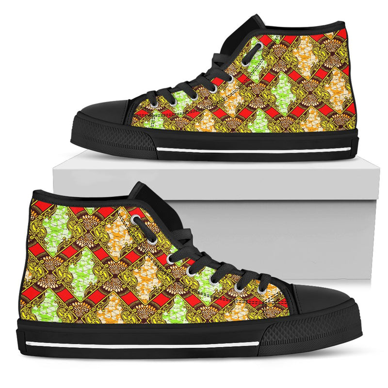 African Classic Print Pattern Women High Top Shoes