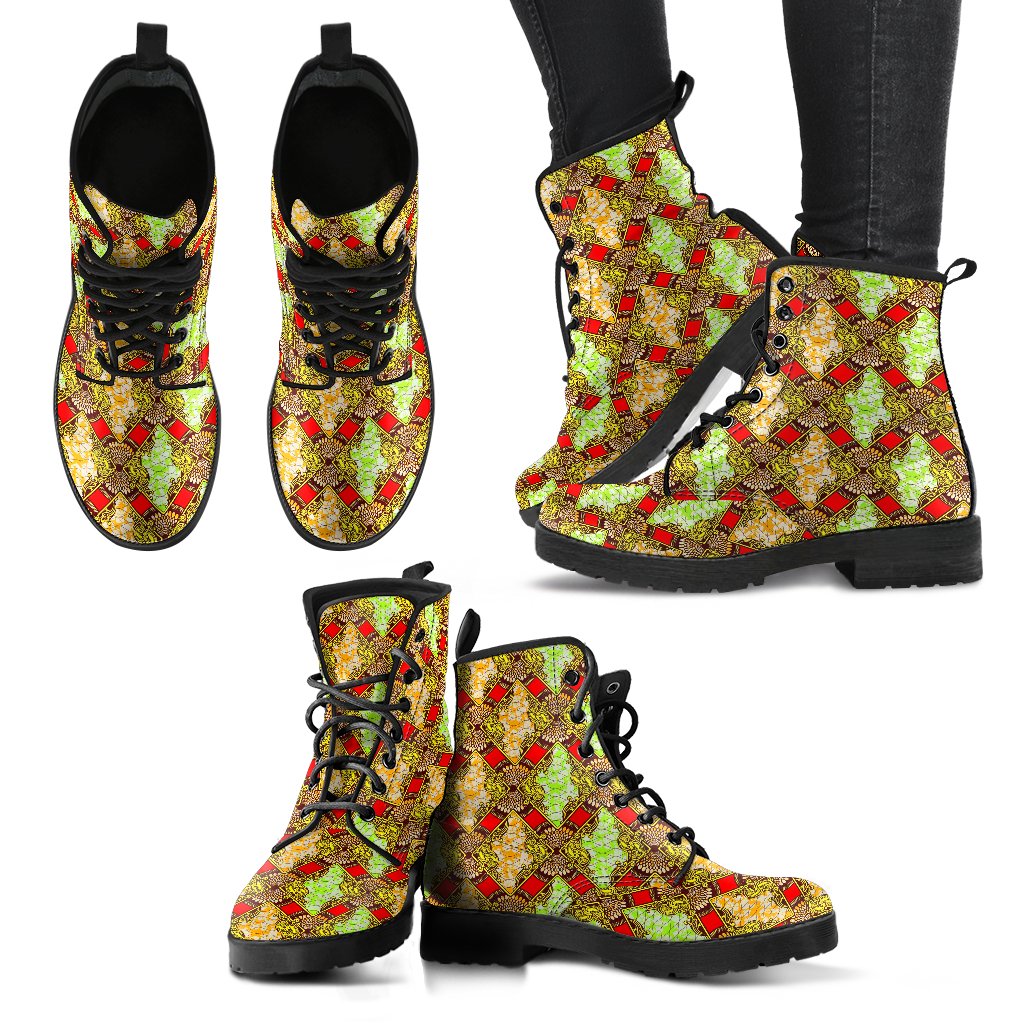 African Classic Print Pattern Women Leather Boots-JTAMIGO.COM