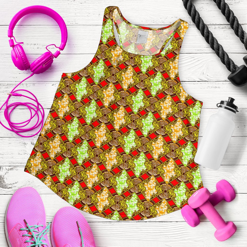 African Classic Print Pattern Women Racerback Tank Top