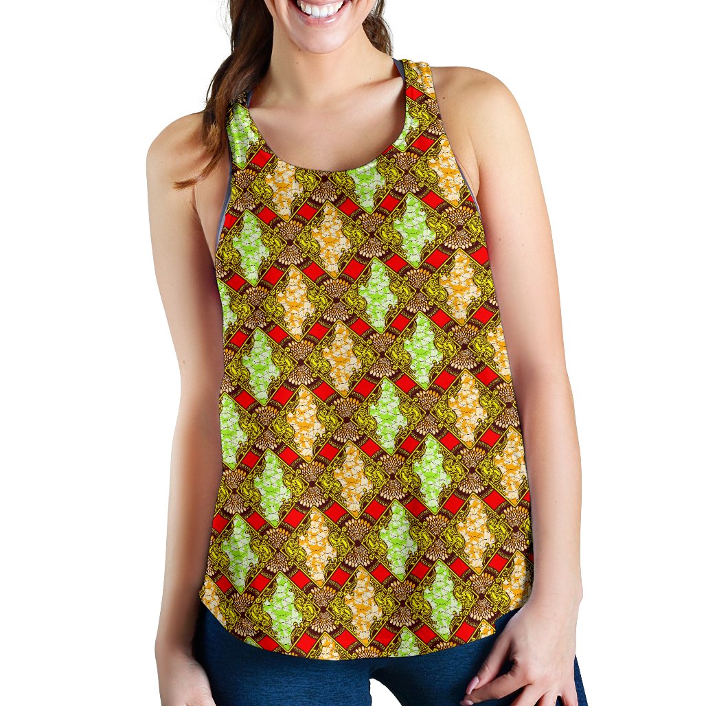 African Classic Print Pattern Women Racerback Tank Top
