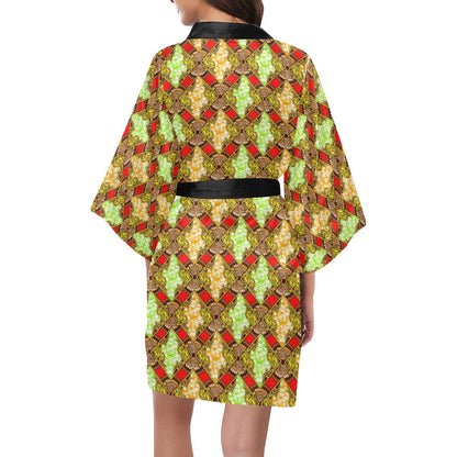 African Classic Print Pattern Women Short Kimono Robe