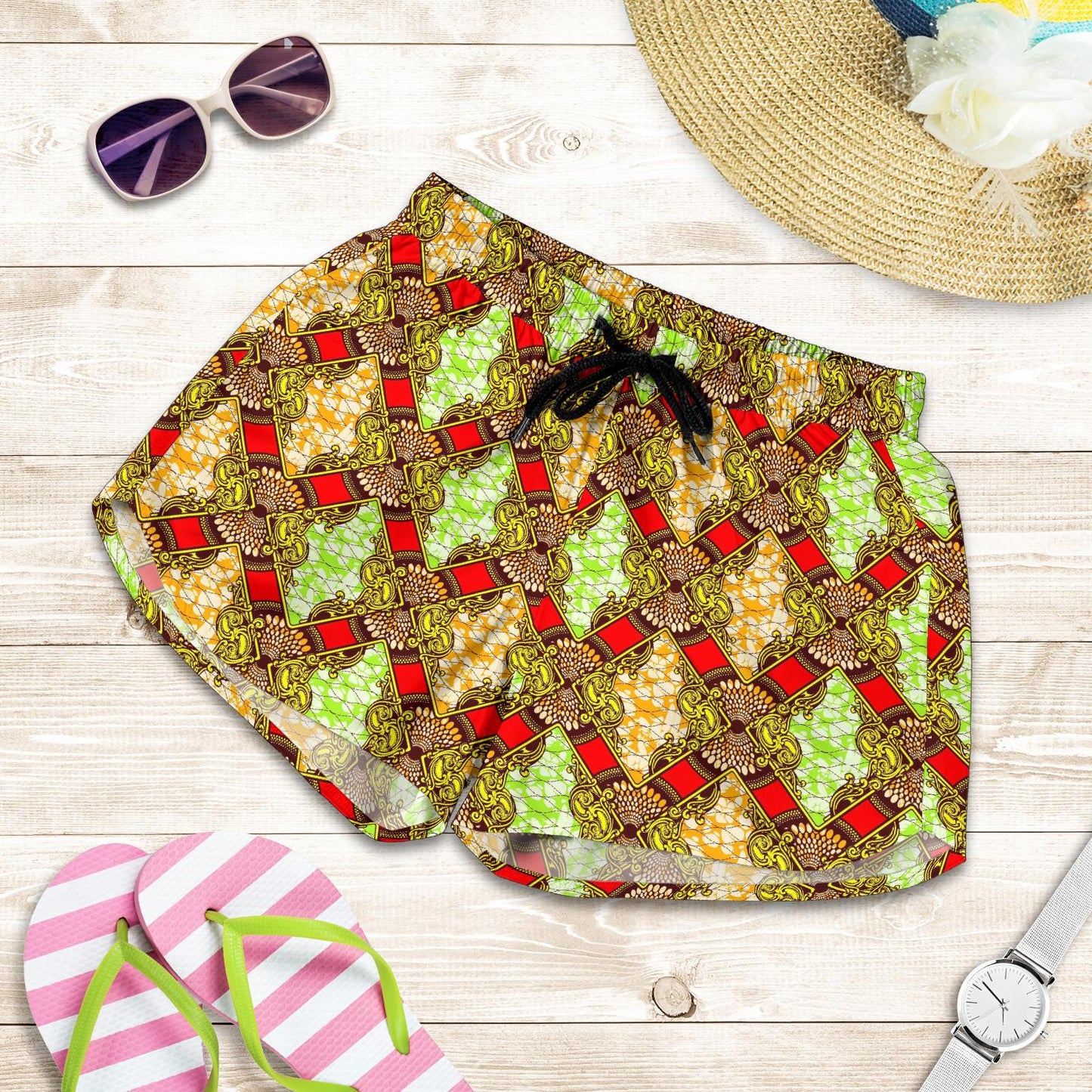 African Classic Print Pattern Women Shorts-JTAMIGO.COM