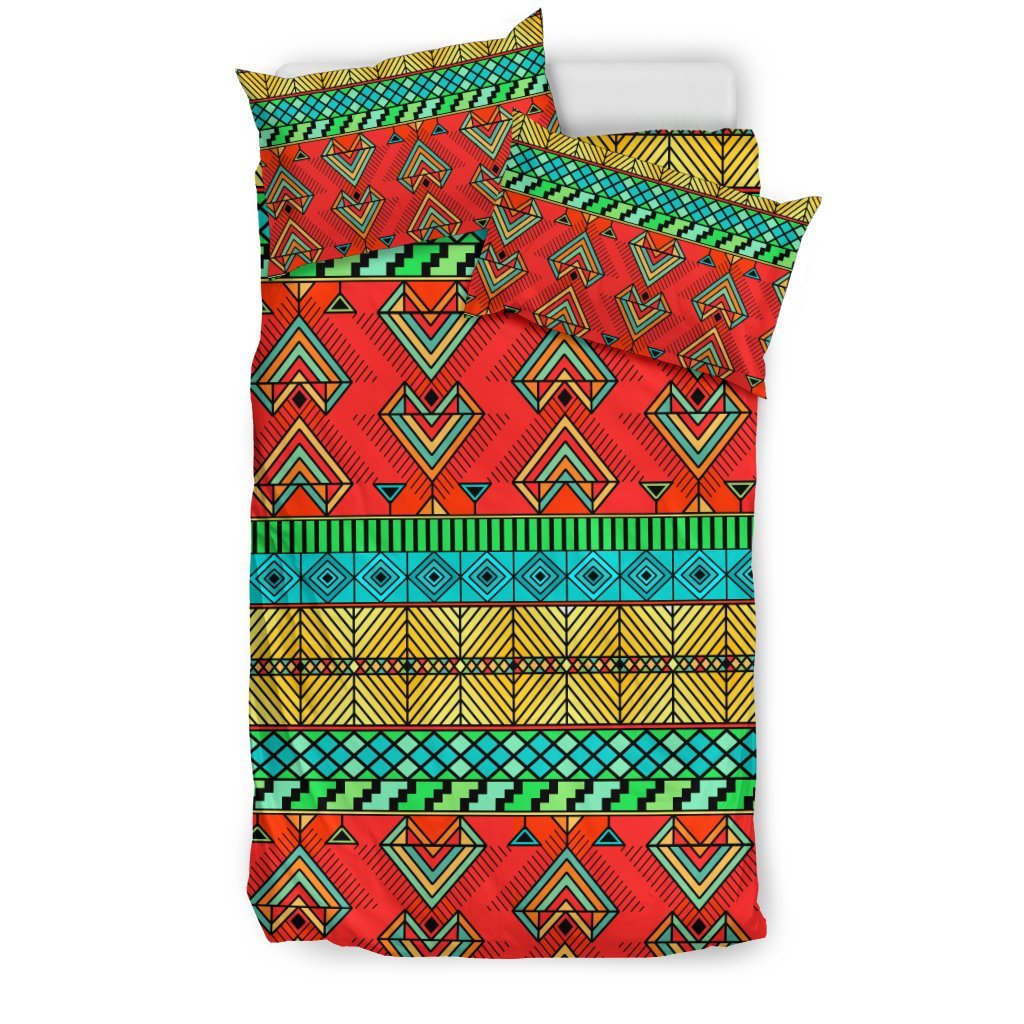 African Colorful Zigzag Print Pattern Duvet Cover Bedding Set