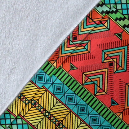 African Colorful Zigzag Print Pattern Fleece Blanket