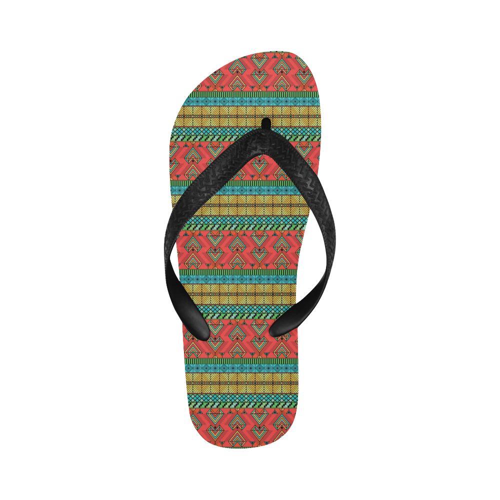 African Colorful Zigzag Print Pattern Flip Flops-JTAMIGO.COM